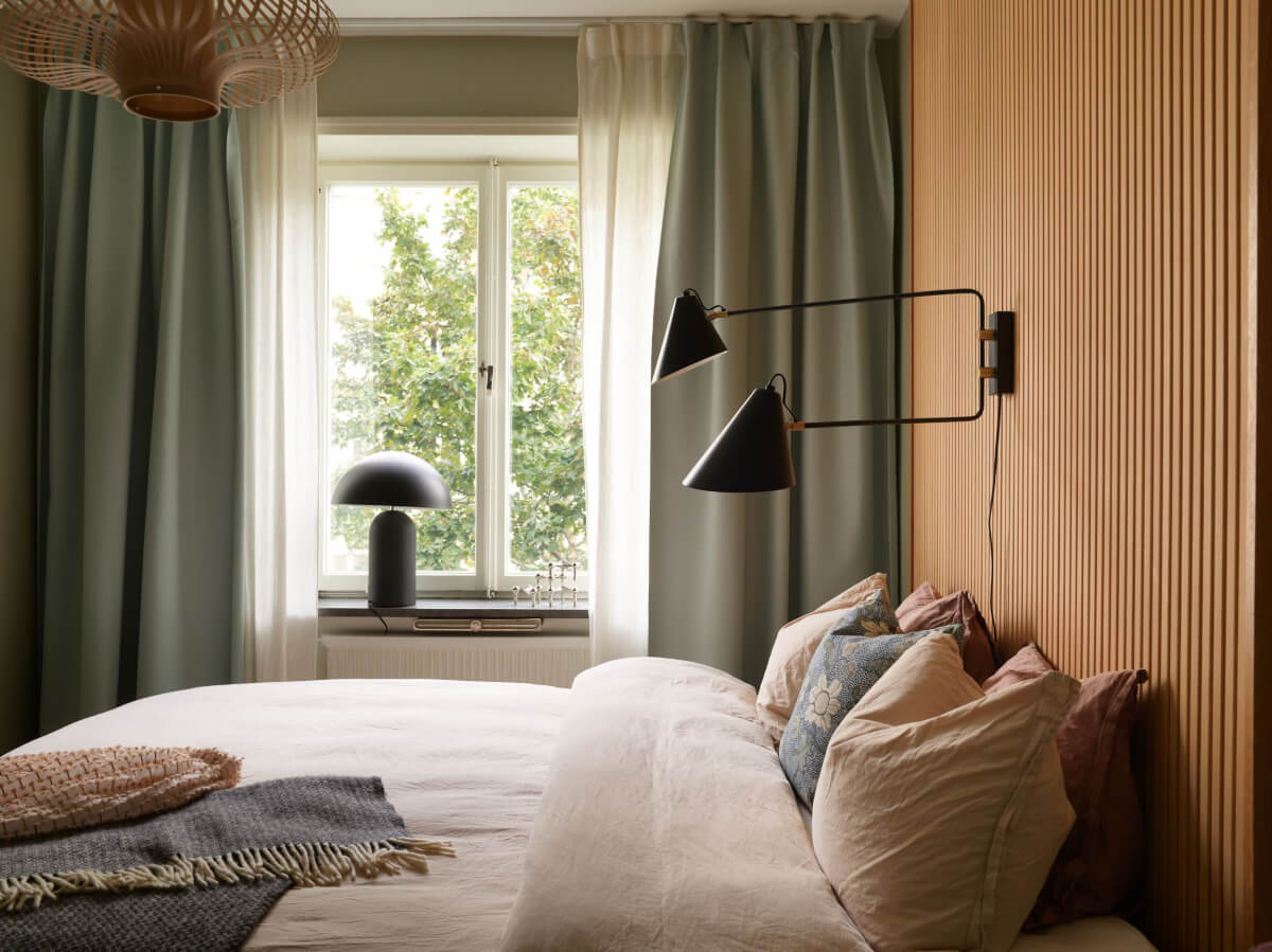 A Charming Two-Bedroom Corner Apartment in a 1940s Building 14 bedroom wooden feature wall