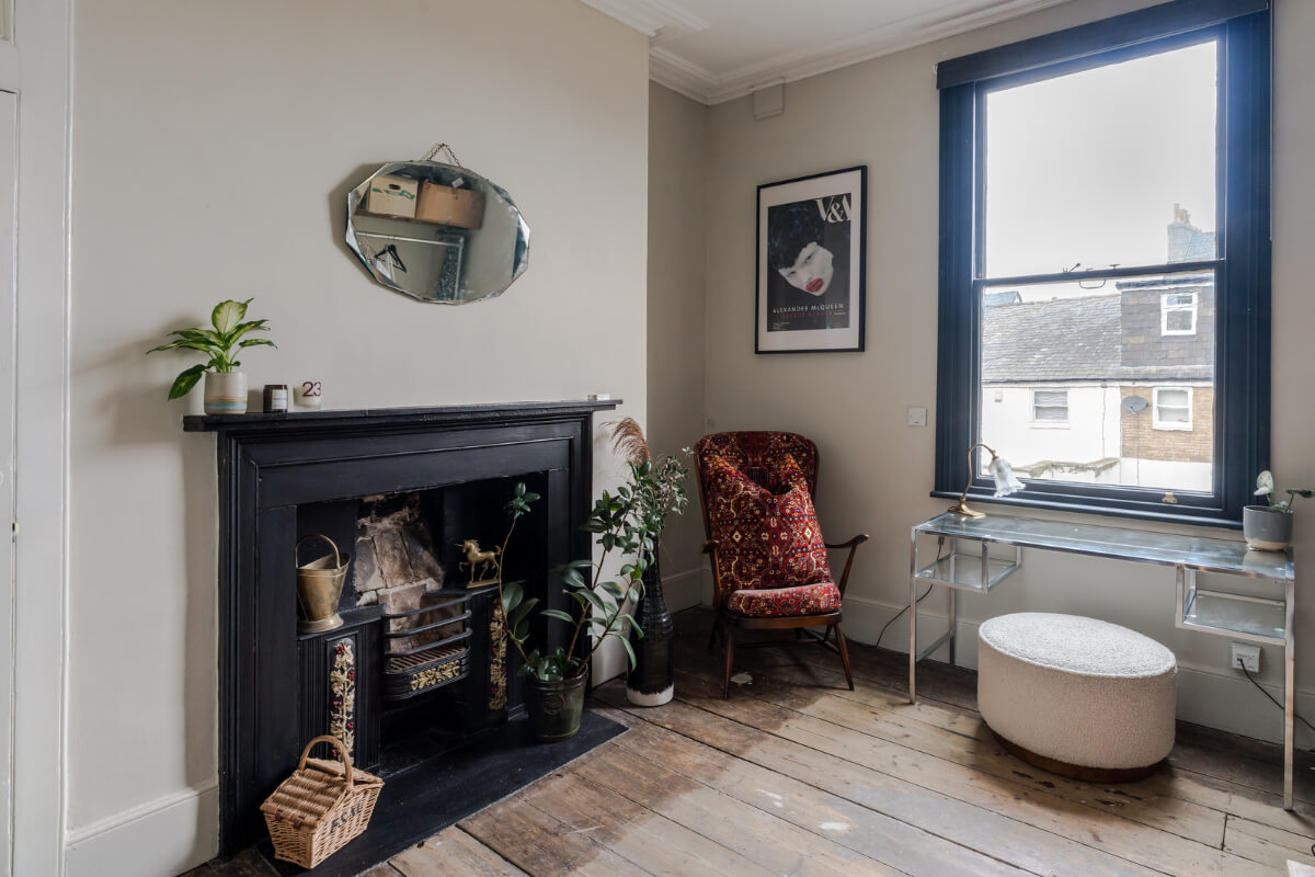 Timeworn Original Floorboards in a Regency Seaside Home 23 black fireplace