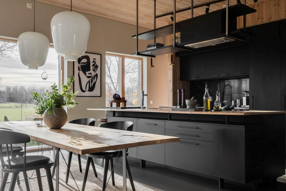 A Swedish Architectural Villa Surrounded by Nature 6 black kitchen