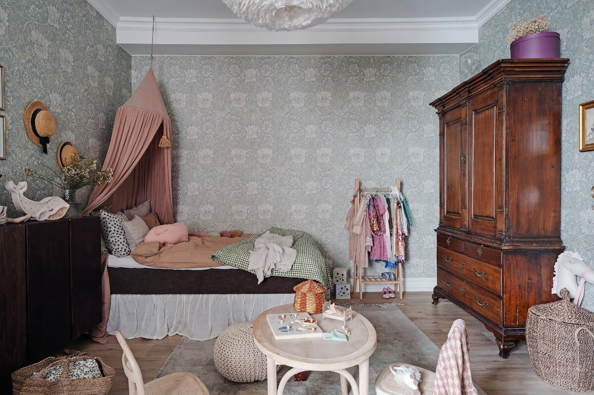 Warm and Inviting Rooms in a Renovated Swedish Apartment 26 childrens bedroom antique wardrobe