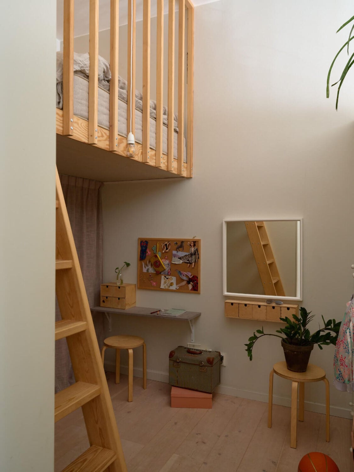 High Ceilings in a Small Swedish Loft Designed for a Family 14 childrens bedroom with loft bed