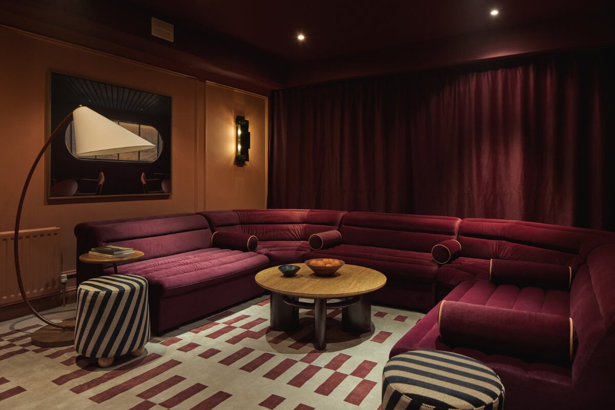 A Stunning Victorian House with Period Features and Surprising Spaces 14 cinema room velvet sofa