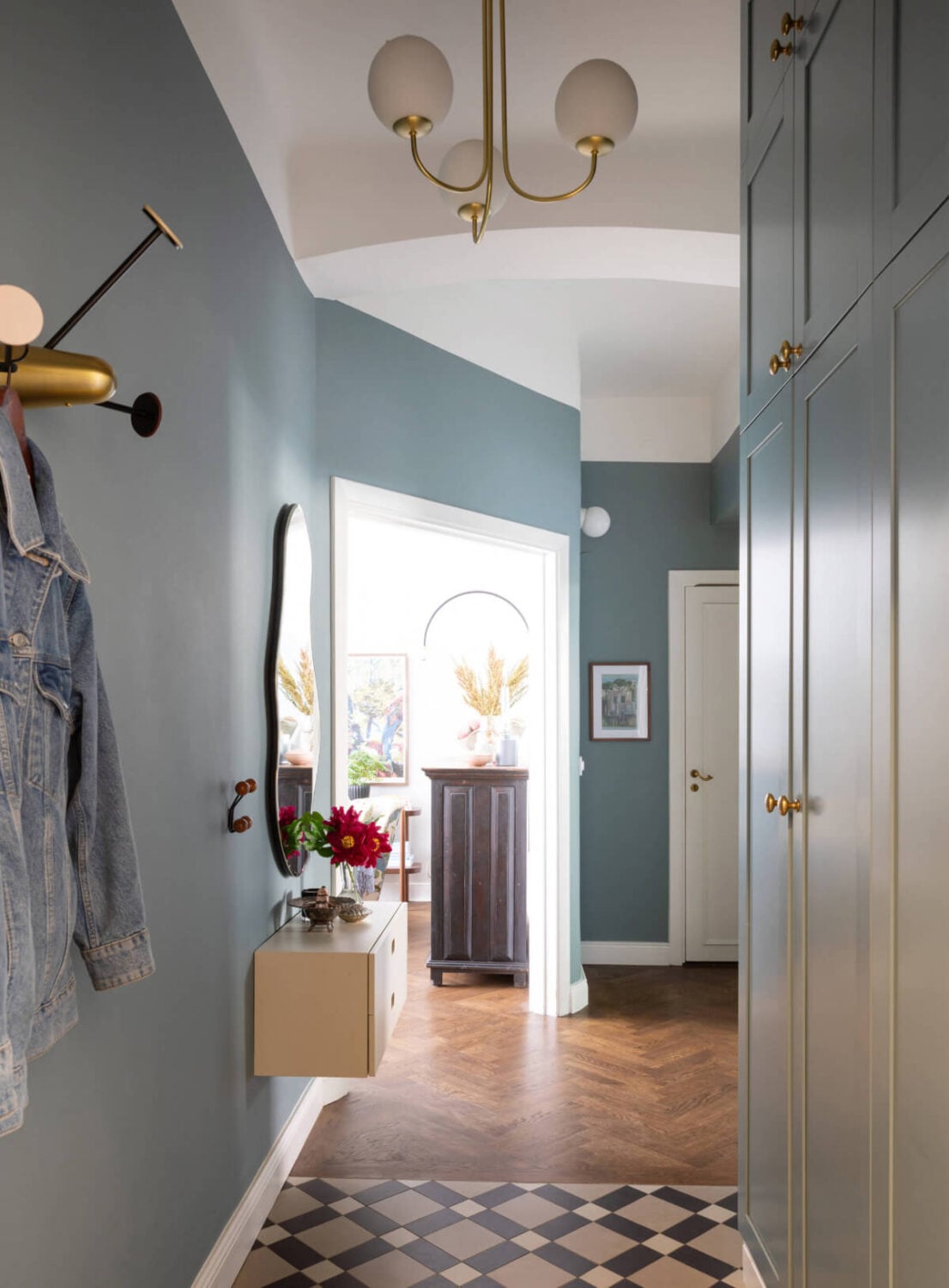 A Charming Ground Floor Apartment with a Large Patio Garden 21 classic hall floor tiles high storage cabinets