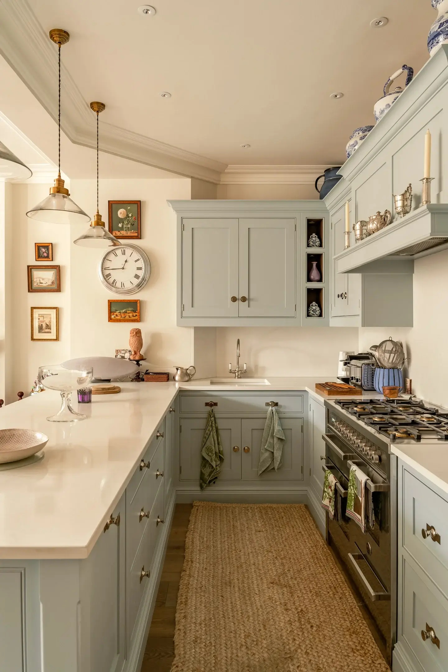 classic kitchen blue-gray cabinets