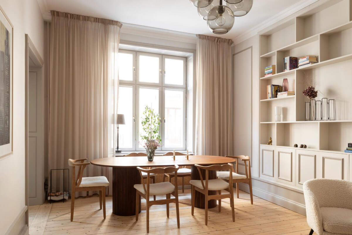 A Stylish Two-Bedroom Apartment in Stockholm 3 classic living room large dining table