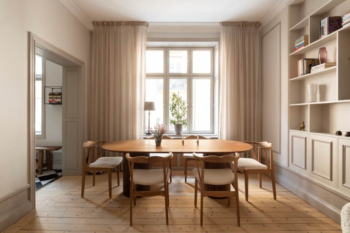 A Stylish Two-Bedroom Apartment in Stockholm 4 classic living room wooden floor built in cabinets