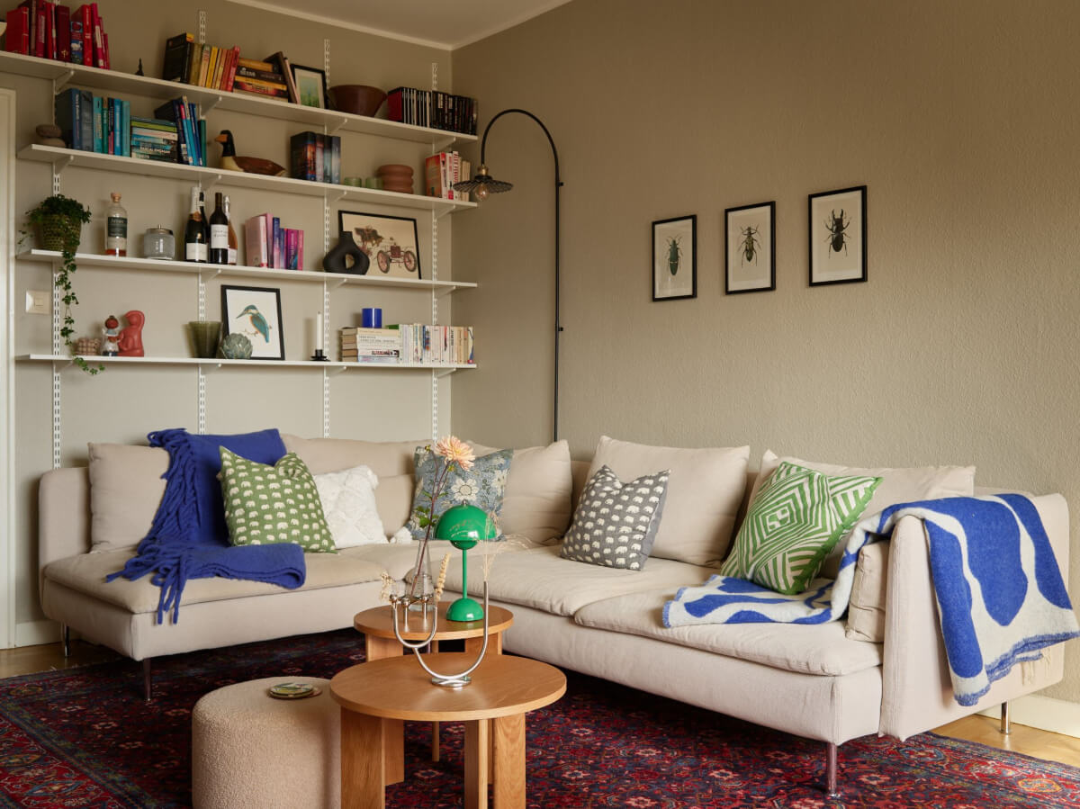 A Charming Two-Bedroom Corner Apartment in a 1940s Building 3 corner sofa