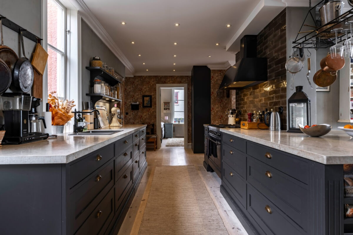 dark gray kitchen cabinets