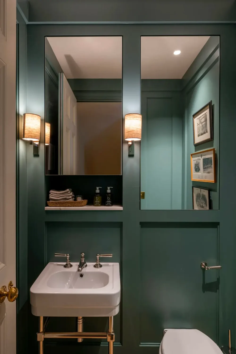 A Timeless Energy-Efficient Victorian Townhouse in Bedford Park 10 dark green powder room