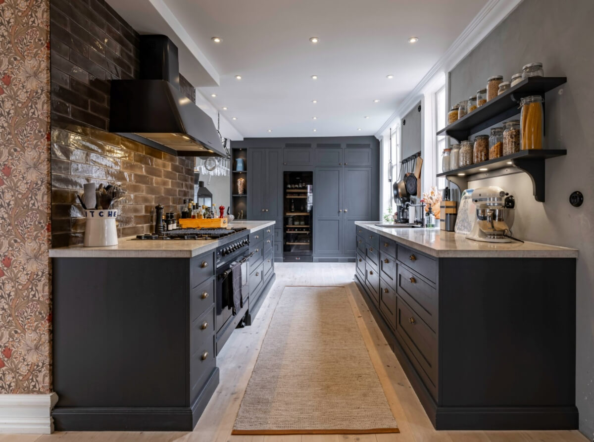 A Renovated 19th-Century Villa on Gotland 2 dark wooden kitchen