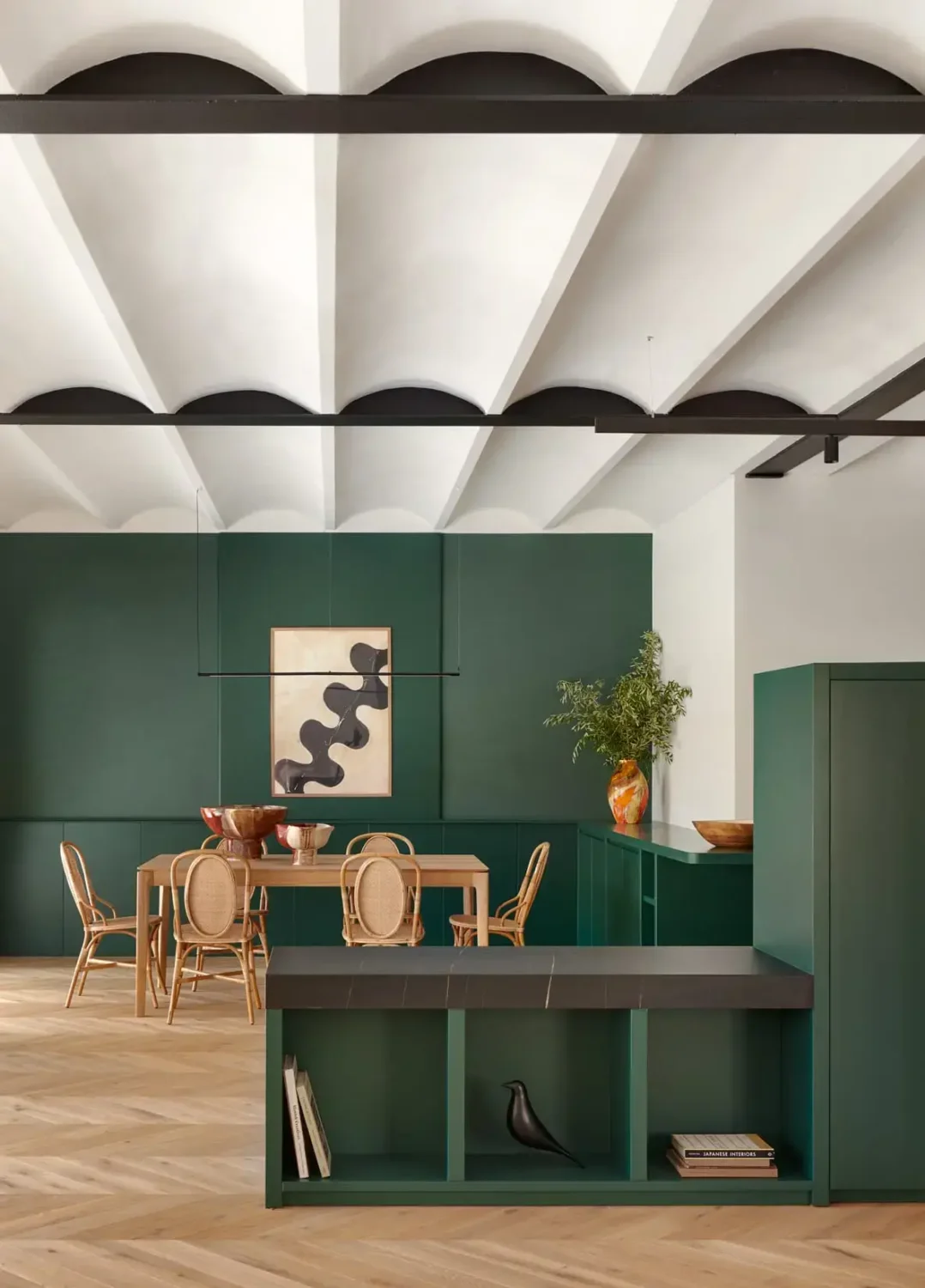 A Modern Barcelona Apartment with a Pink Bathroom 8 dining area