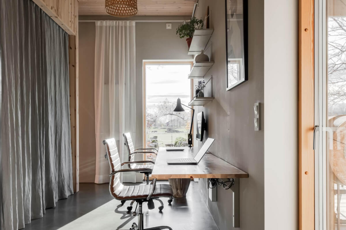 A Swedish Architectural Villa Surrounded by Nature 17 double desk home office