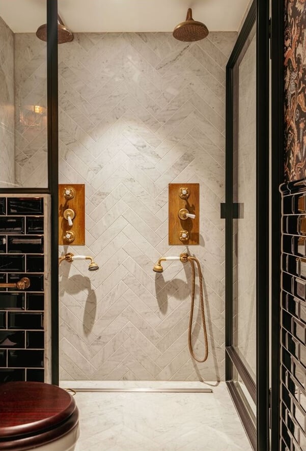 A Unique Ground Floor Duplex Apartment in Amsterdam 26 double shower brass fittings