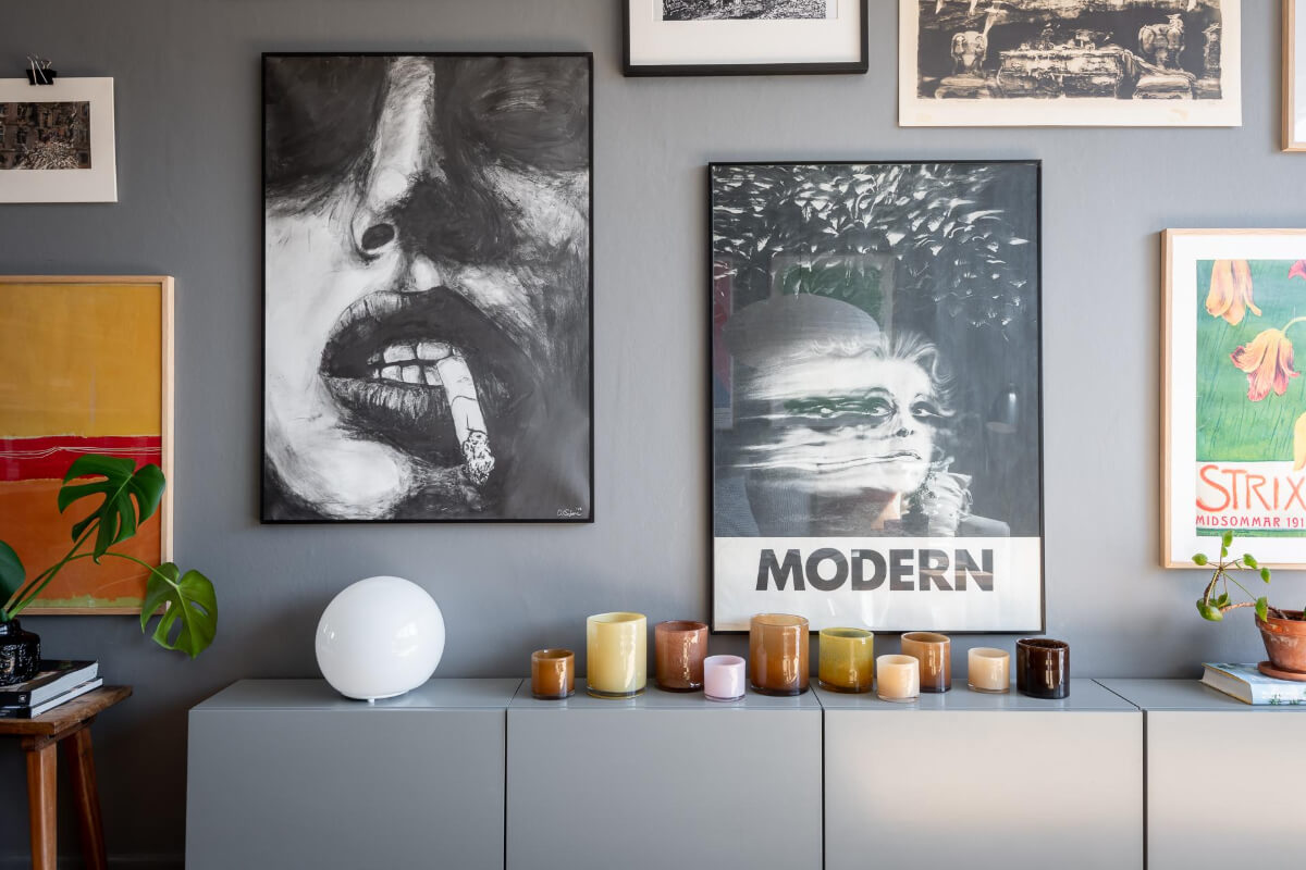 Light Rooms and a Moody Color Palette in a 1930s Apartment 13 gallery wall