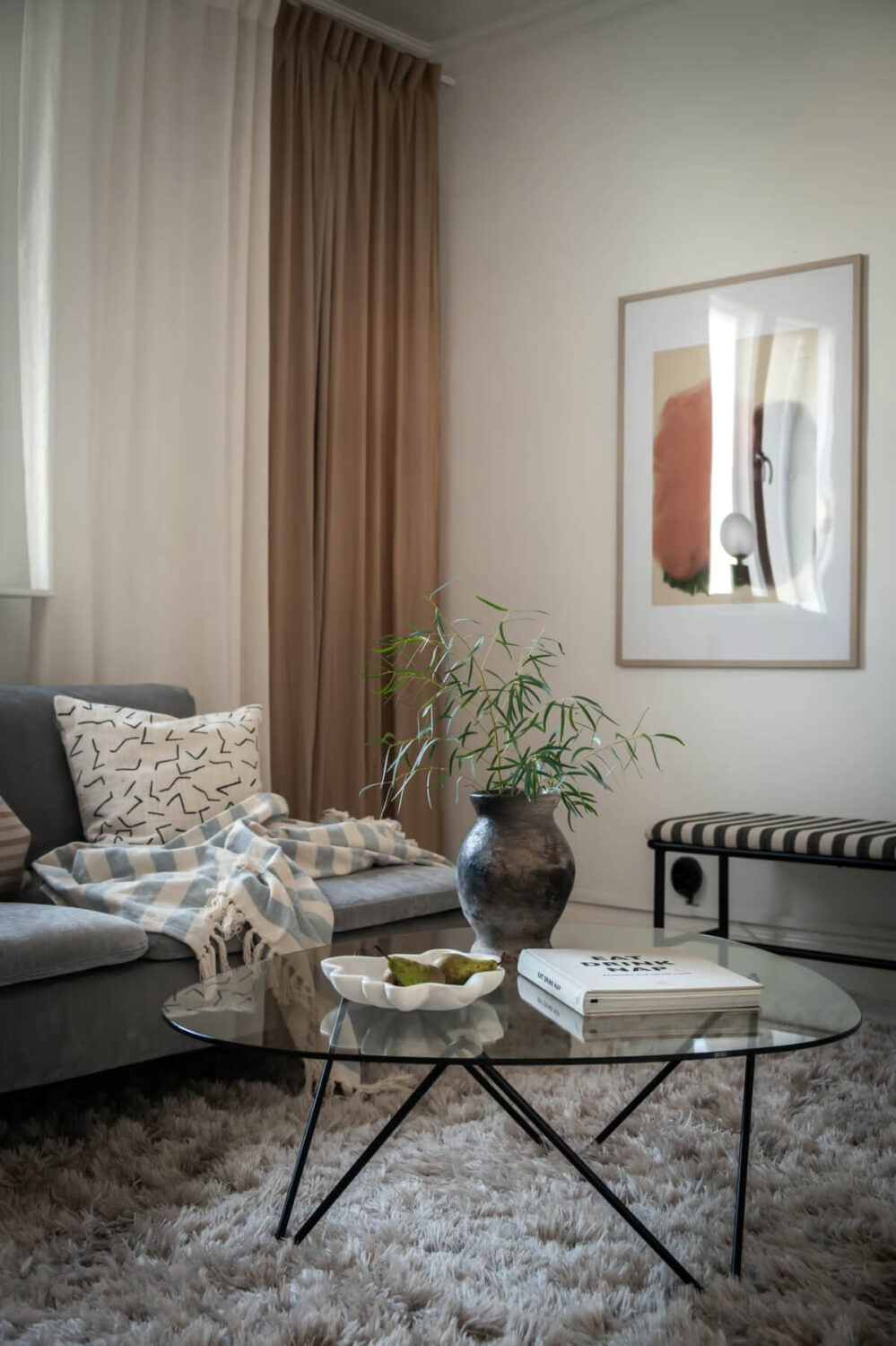 A Duplex Apartment with Period Features and a Charming Attic Bedroom 2 glass coffee table
