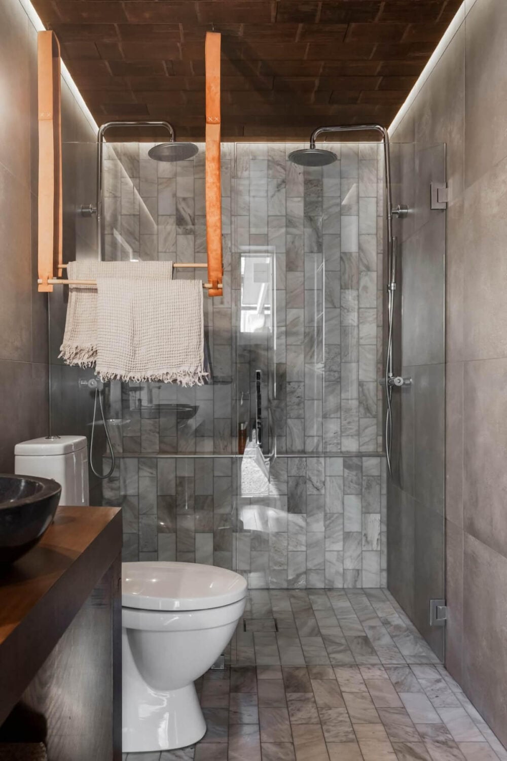 A Swedish Architectural Villa Surrounded by Nature 15 gray bathroom with shower