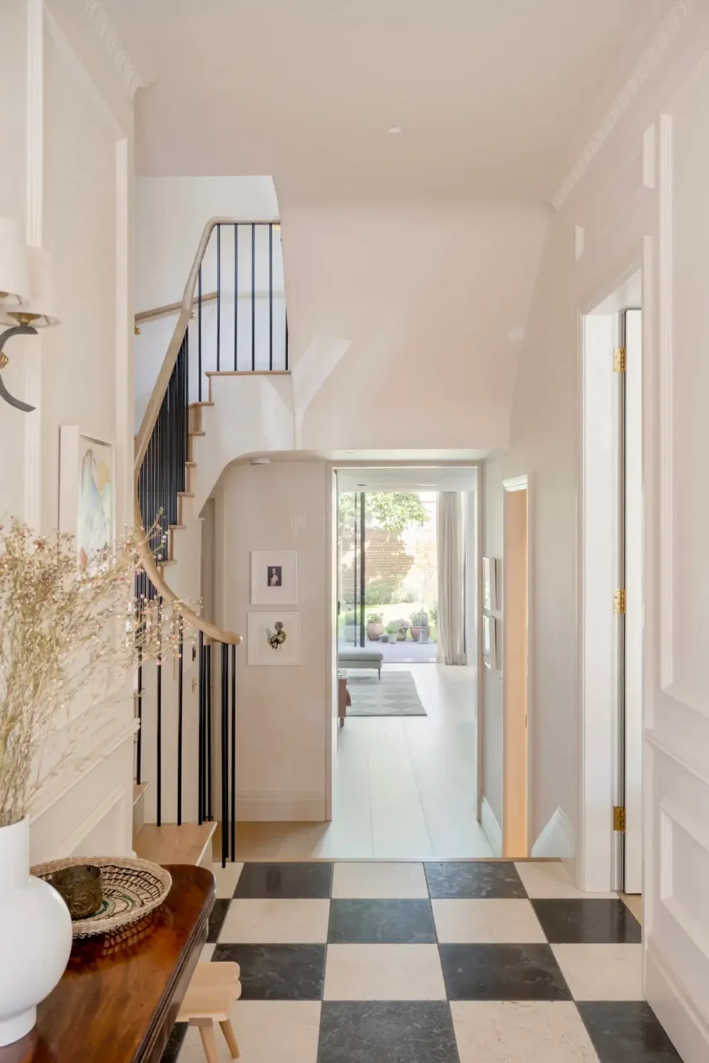 A Timeless Energy-Efficient Victorian Townhouse in Bedford Park 9 hall checkerboard floor tiles