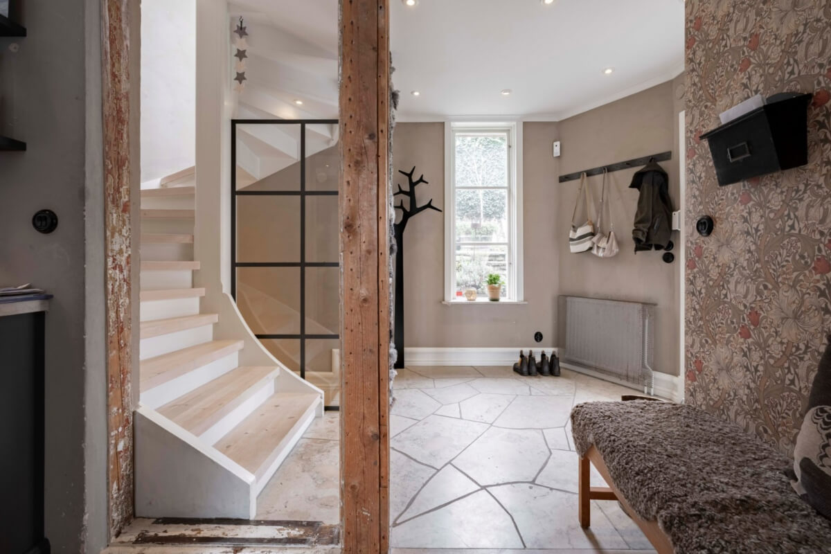 A Renovated 19th-Century Villa on Gotland 17 hall exposed beams