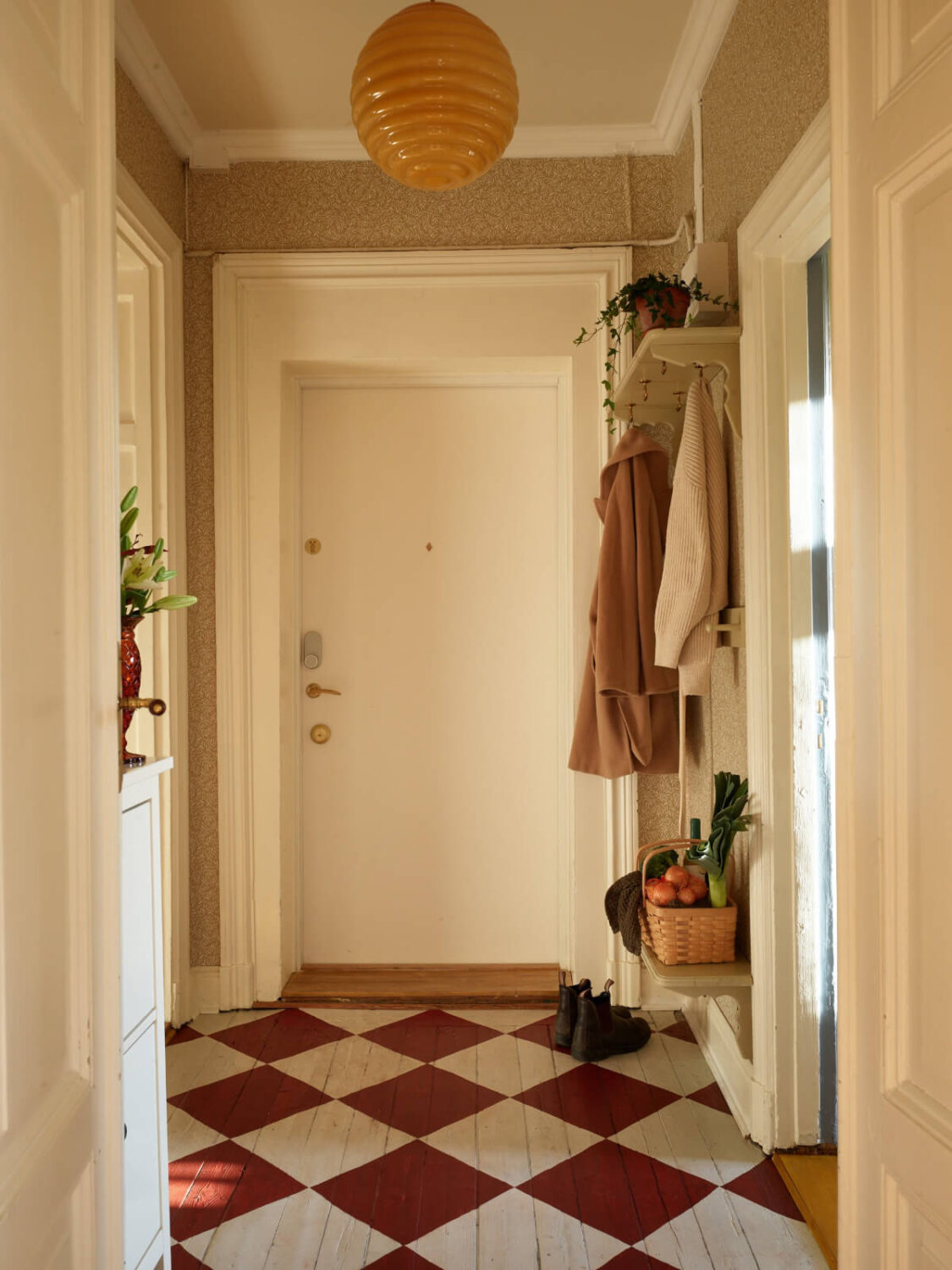 A Colored Sixth Wall May Be The Biggest Paint Trend in 2026 25 hall red and white checkerboard floor wallpaper