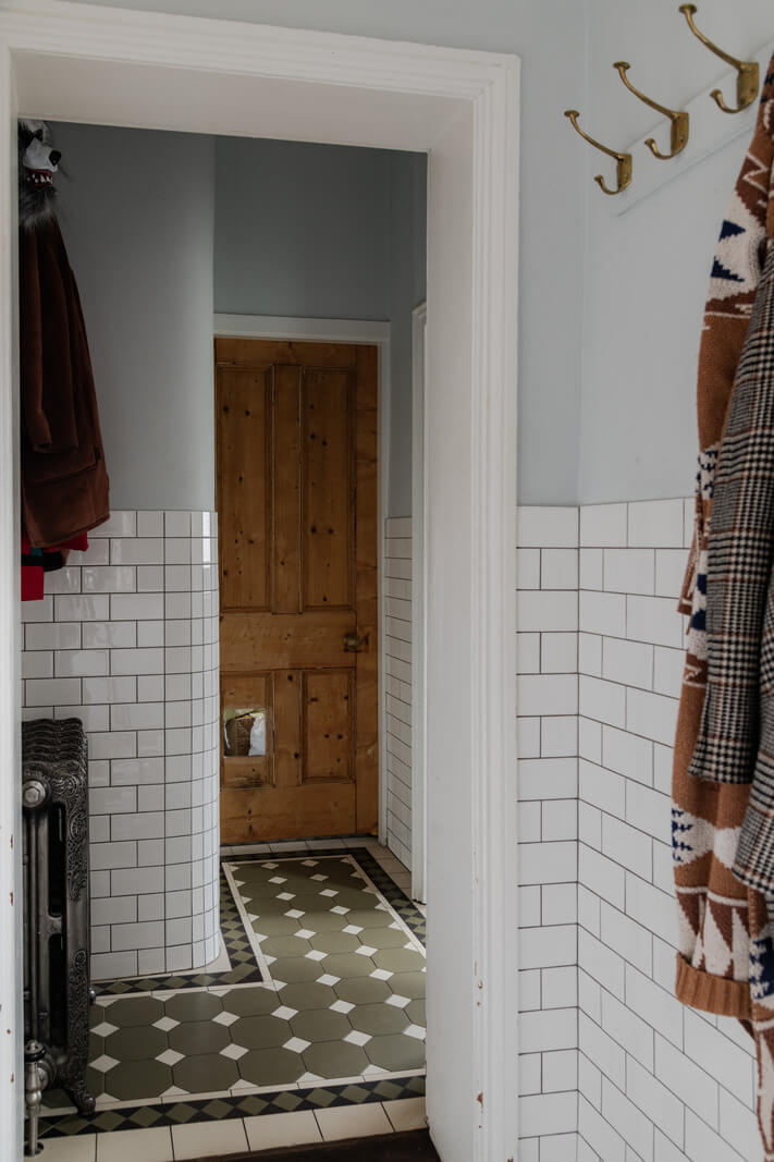 A Grand Victorian Villa in Manchester with Bold Interiors 16 hall victorian floor tiles white subway wall tiles nordroom
