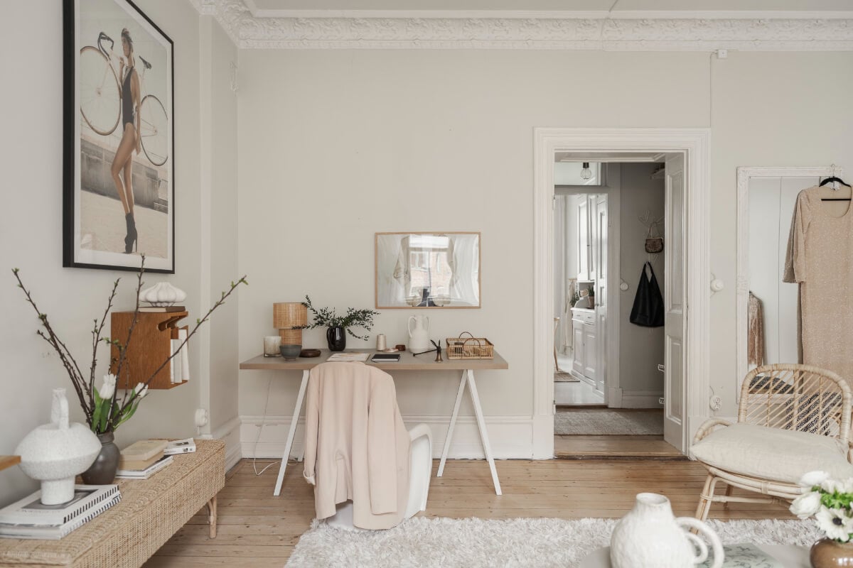 A Stylish Studio Apartment with Period Features and Large Windows 5 home office studio apartmetn