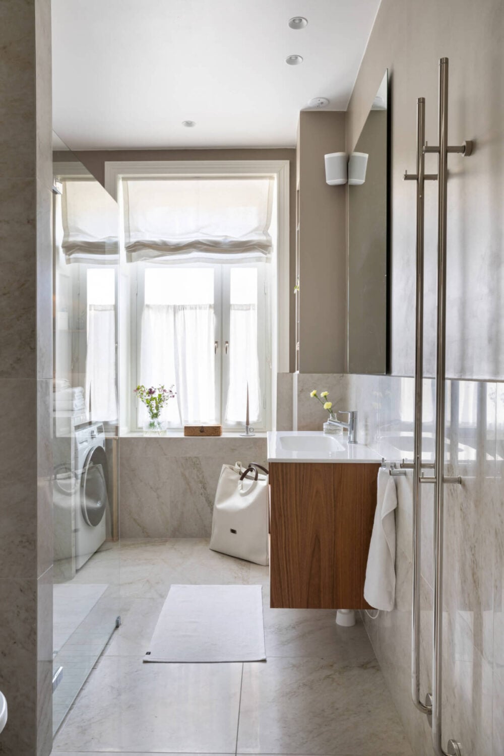 A Calm, Neutral Color Palette in a Classic Swedish Apartment 27 hotel style bathroom stockholm apartment