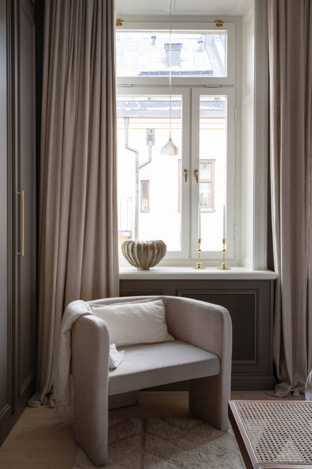 A Calm, Neutral Color Palette in a Classic Swedish Apartment 19 hotel style bedroom stockholm apartment