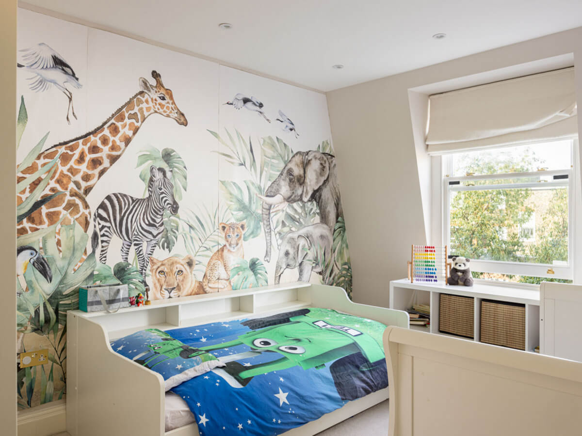 An Extended Family Home in London with Pink Crittall Doors 14 kids bedroom wall mural