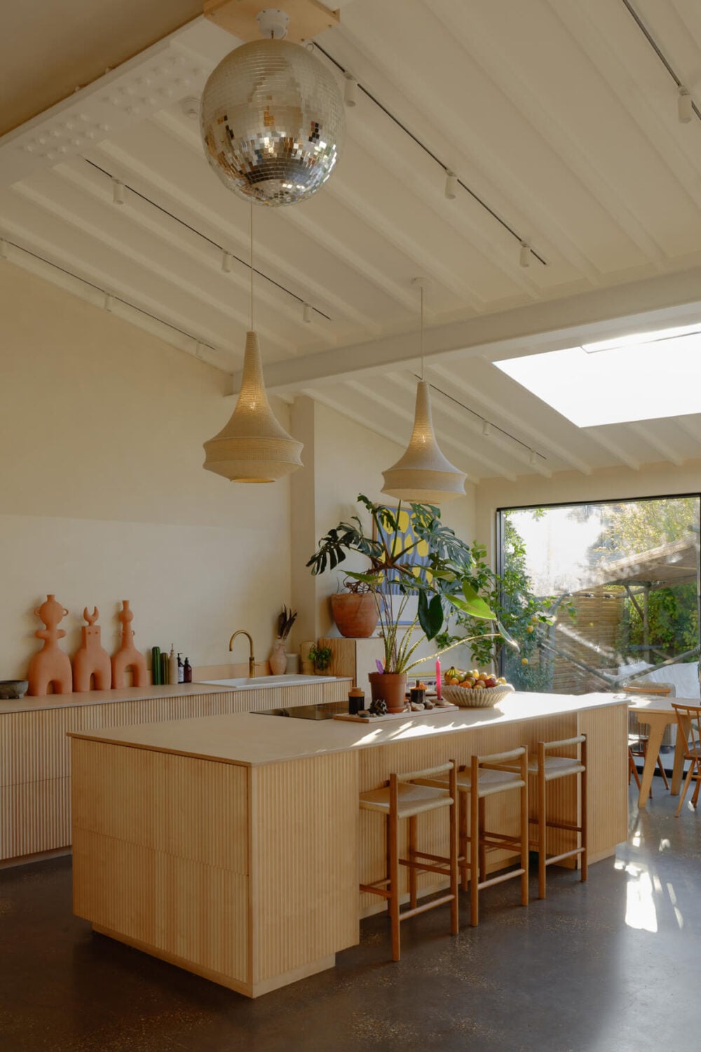 A London Edwardian House with a Light-Filled Kitchen Extension 5 kitchen extension with light wooden kitchen with island