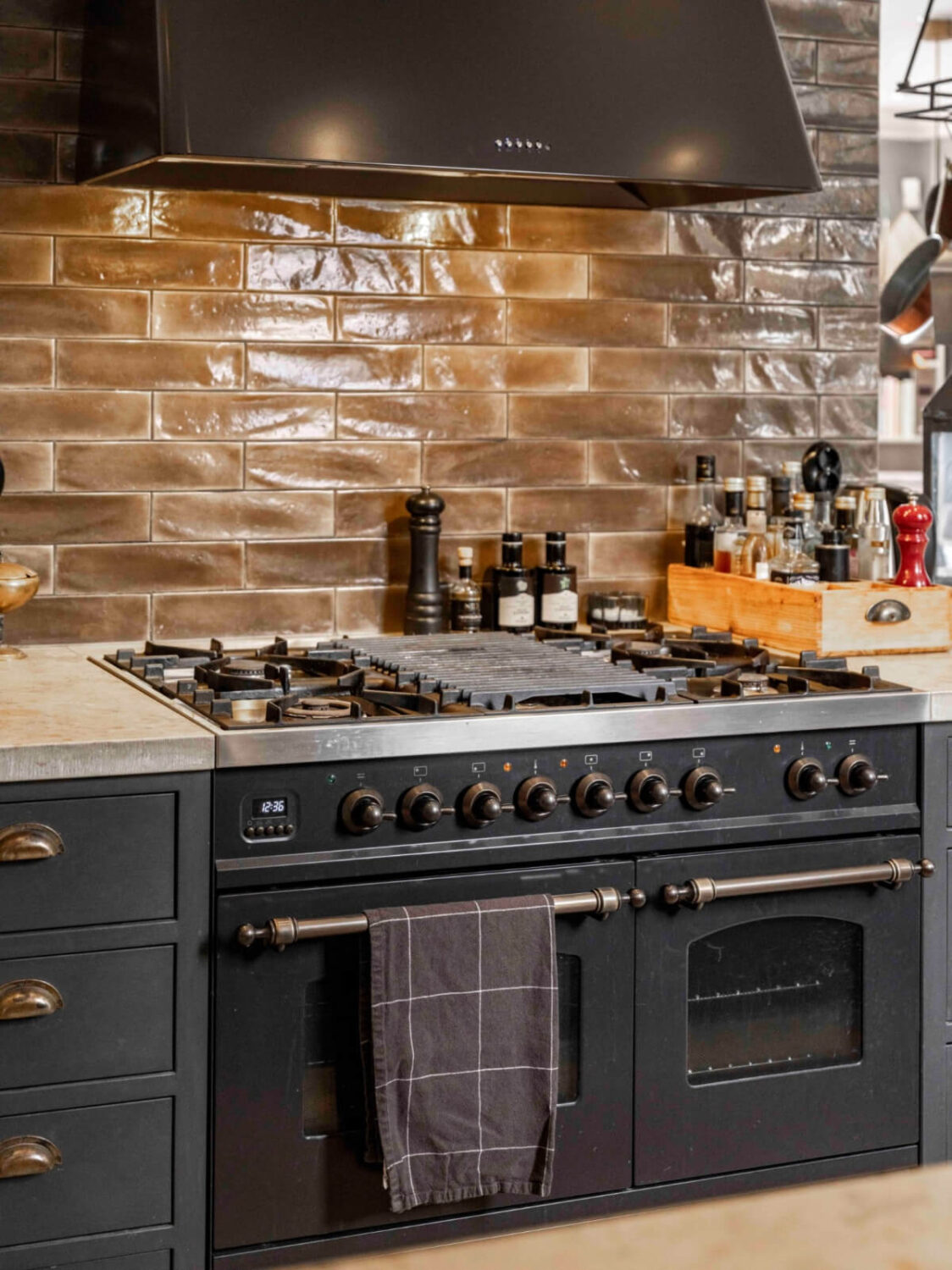 A Renovated 19th-Century Villa on Gotland 4 kitchen stove glossy backsplash tiles