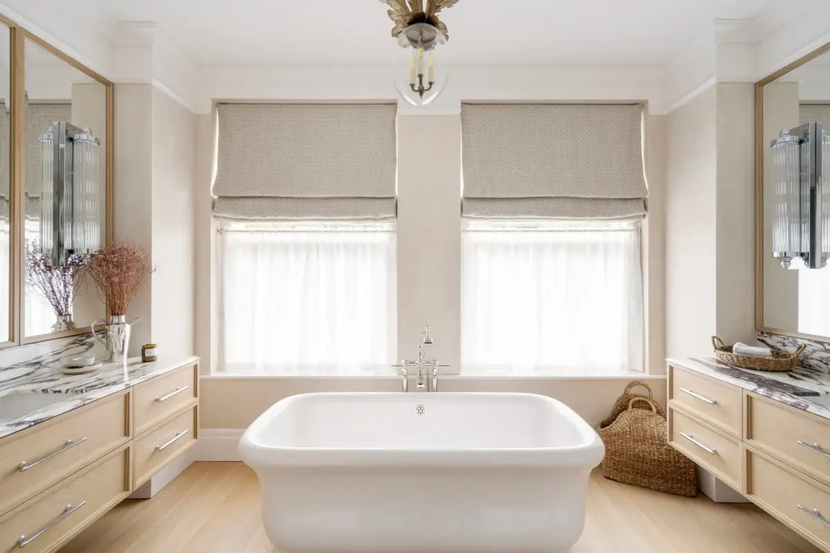 A Timeless Energy-Efficient Victorian Townhouse in Bedford Park 15 large bathroom marble tops freestanding bath