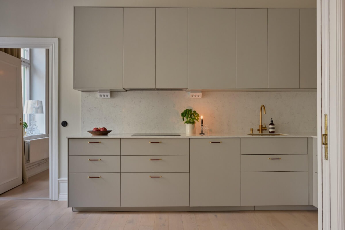 An Elegant Apartment with Period Features and Contemporary Elements 7 light gray kitchen
