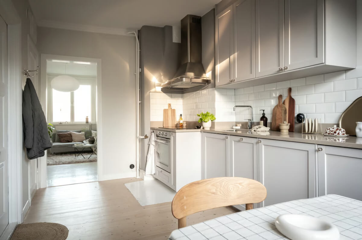 A Duplex Apartment with Period Features and a Charming Attic Bedroom 10 light kitchen