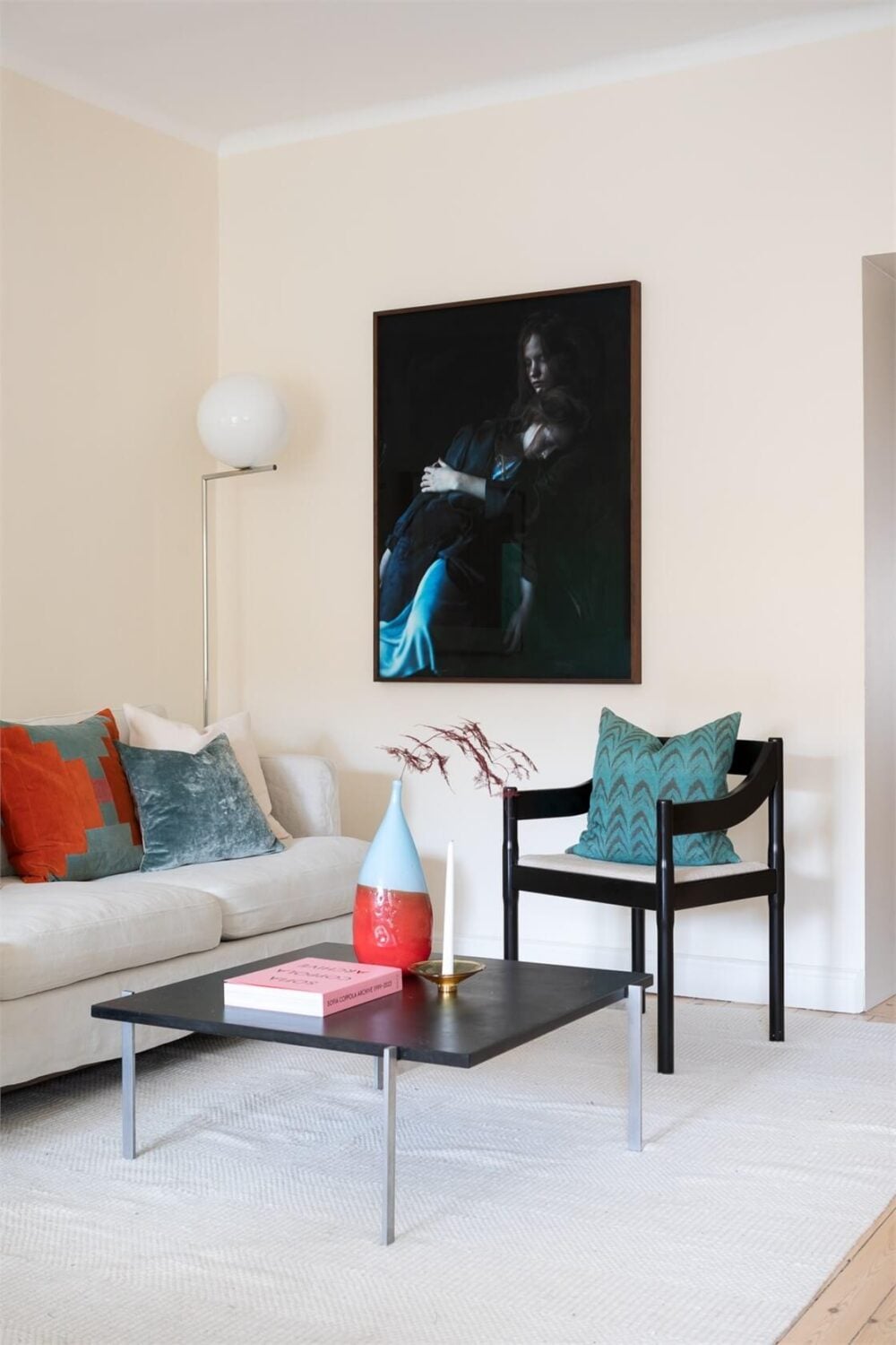 A Light-Filled Two Bedroom Apartment in Stockholm 12 light living room colorful accents