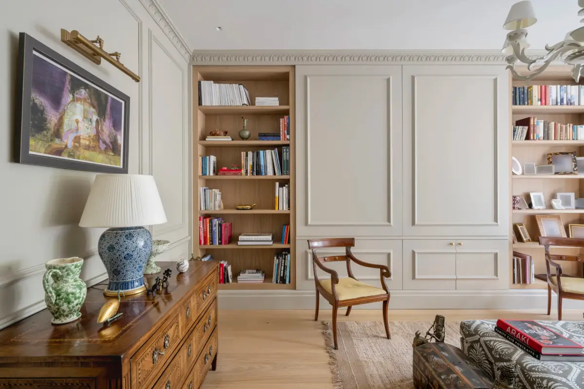 A Timeless Energy-Efficient Victorian Townhouse in Bedford Park 2 living room built-in cabinets