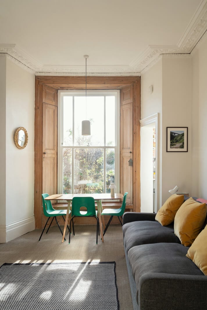 A Light One-Bedroom Apartment in a Victorian Terrace House 4 living room high ceilings natural light