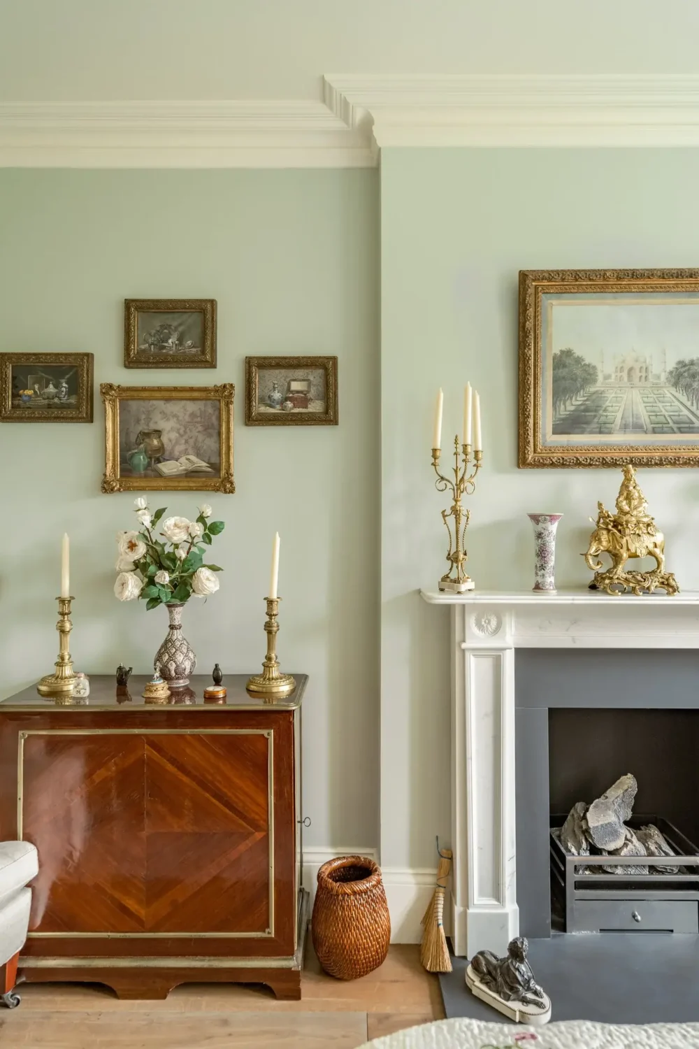 Classic Interiors and Antiques in an Art-Filled London Apartment 6 marble fireplace