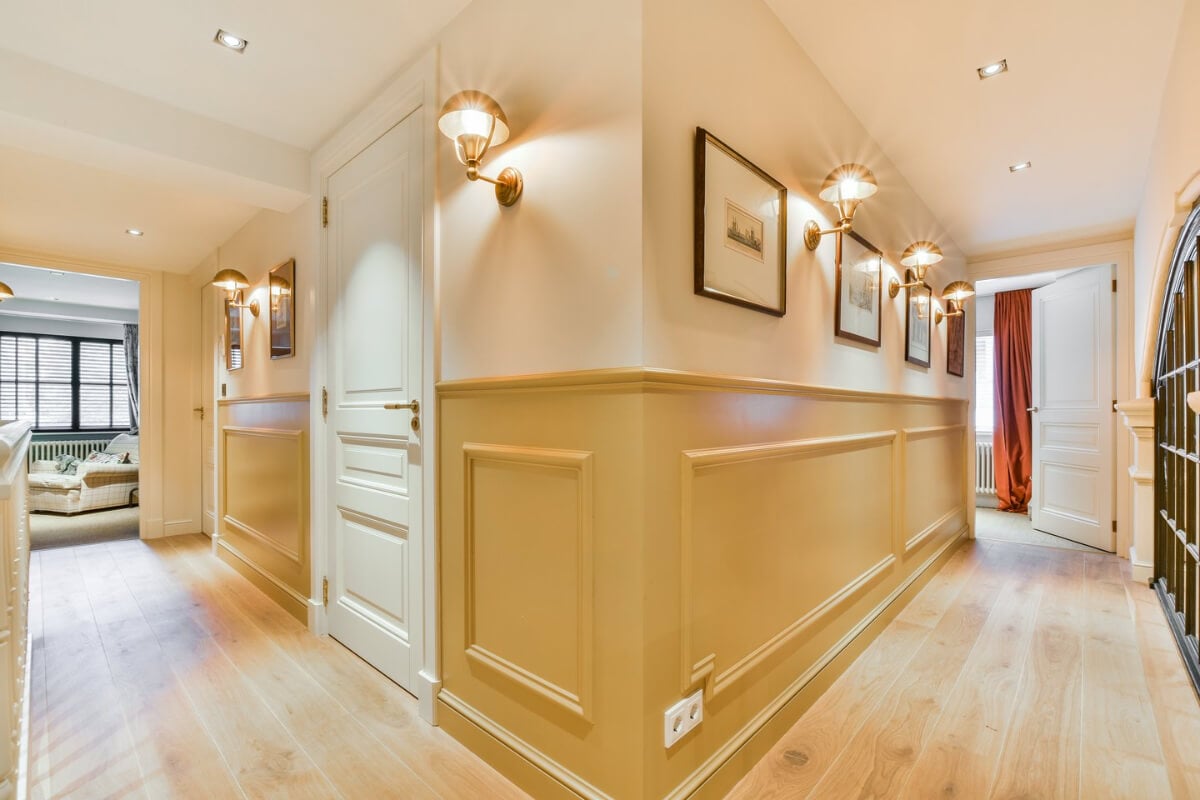 A Unique Ground Floor Duplex Apartment in Amsterdam 20 ochre yellow wall paneling
