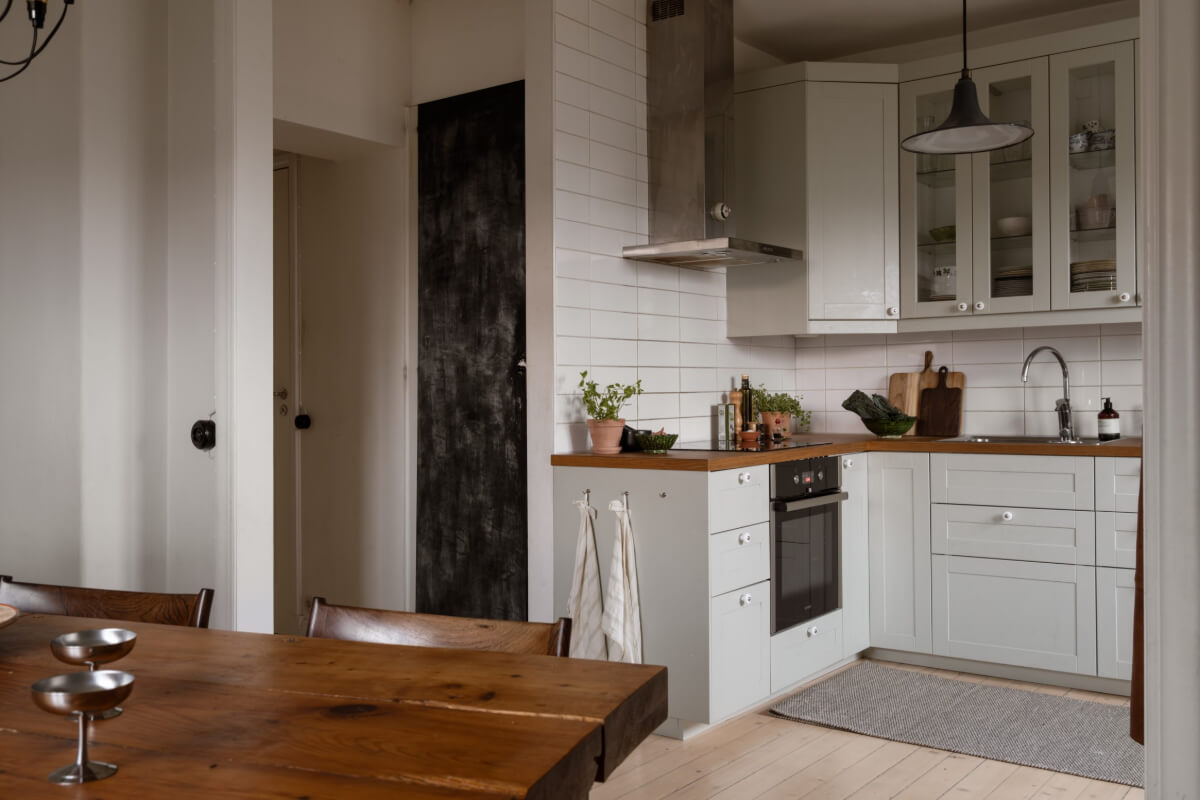 A Swedish Maisonette Apartment with Basement Bedrooms 13 open floor plan kitchen dining room
