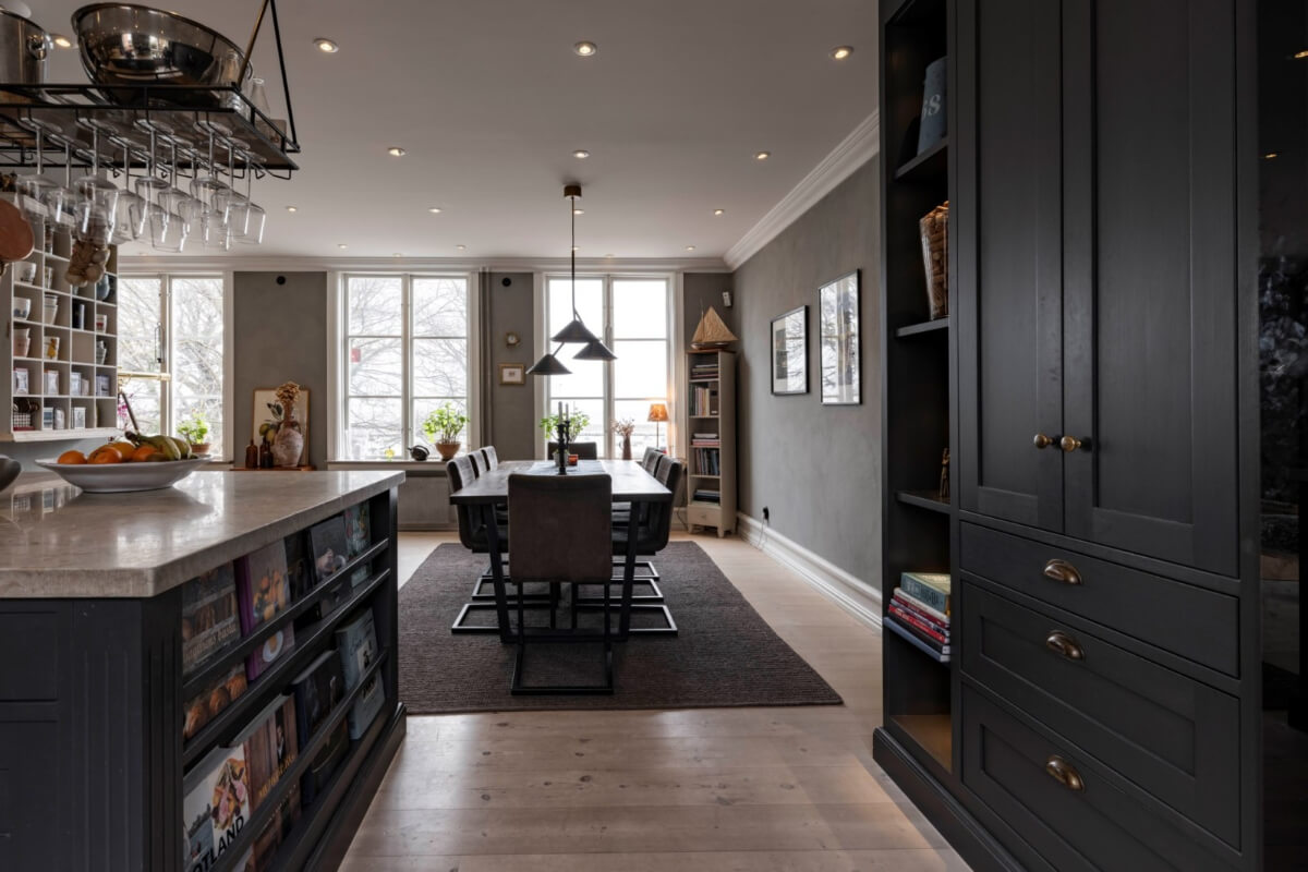 A Renovated 19th-Century Villa on Gotland 6 open plan kitchen dining room