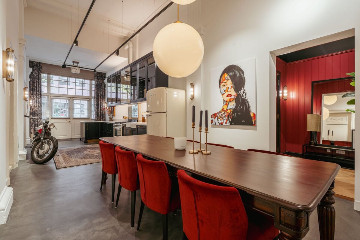 A Unique Ground Floor Duplex Apartment in Amsterdam 9 open plan kitchen dining room