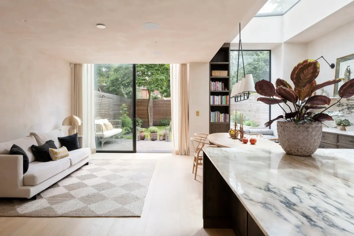 A Timeless Energy-Efficient Victorian Townhouse in Bedford Park 7 open plan kitchen living room skylight