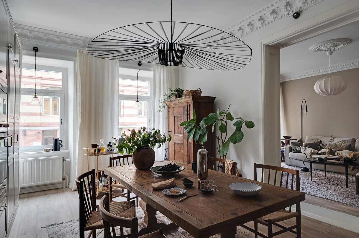 Warm and Inviting Rooms in a Renovated Swedish Apartment 14 open plan kitchen living room
