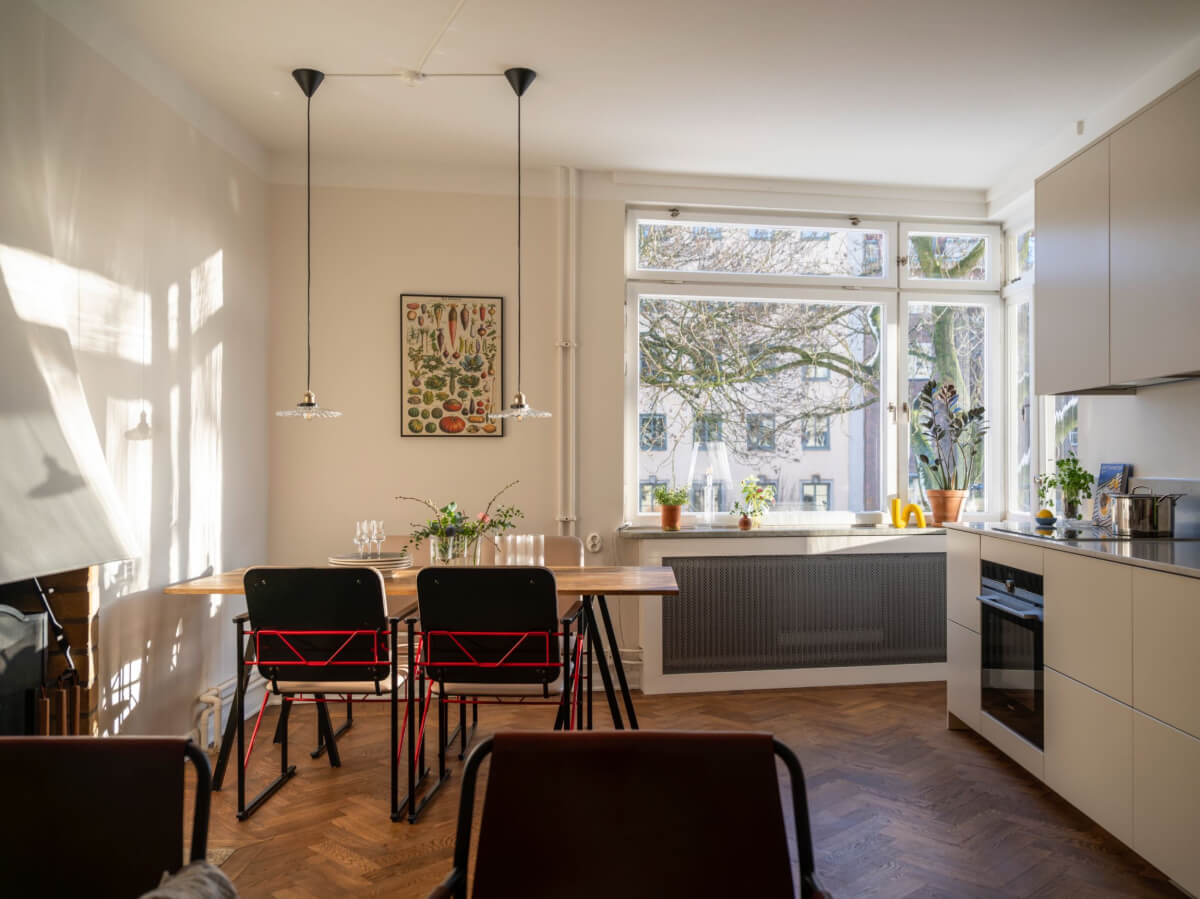 A Light, Renovated Two-Bedroom Apartment in Stockholm 4 open plan living room kitchen