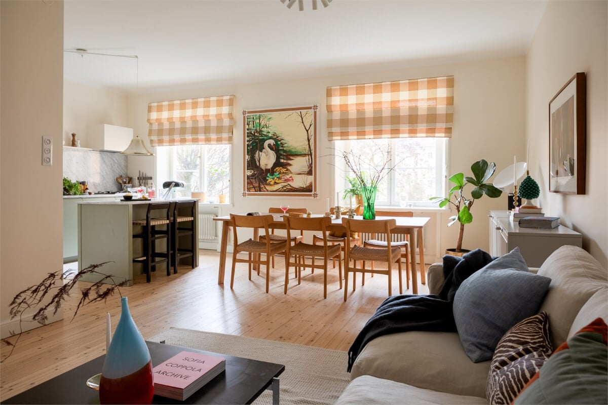 A Light-Filled Two Bedroom Apartment in Stockholm 1 open plan scandi living room