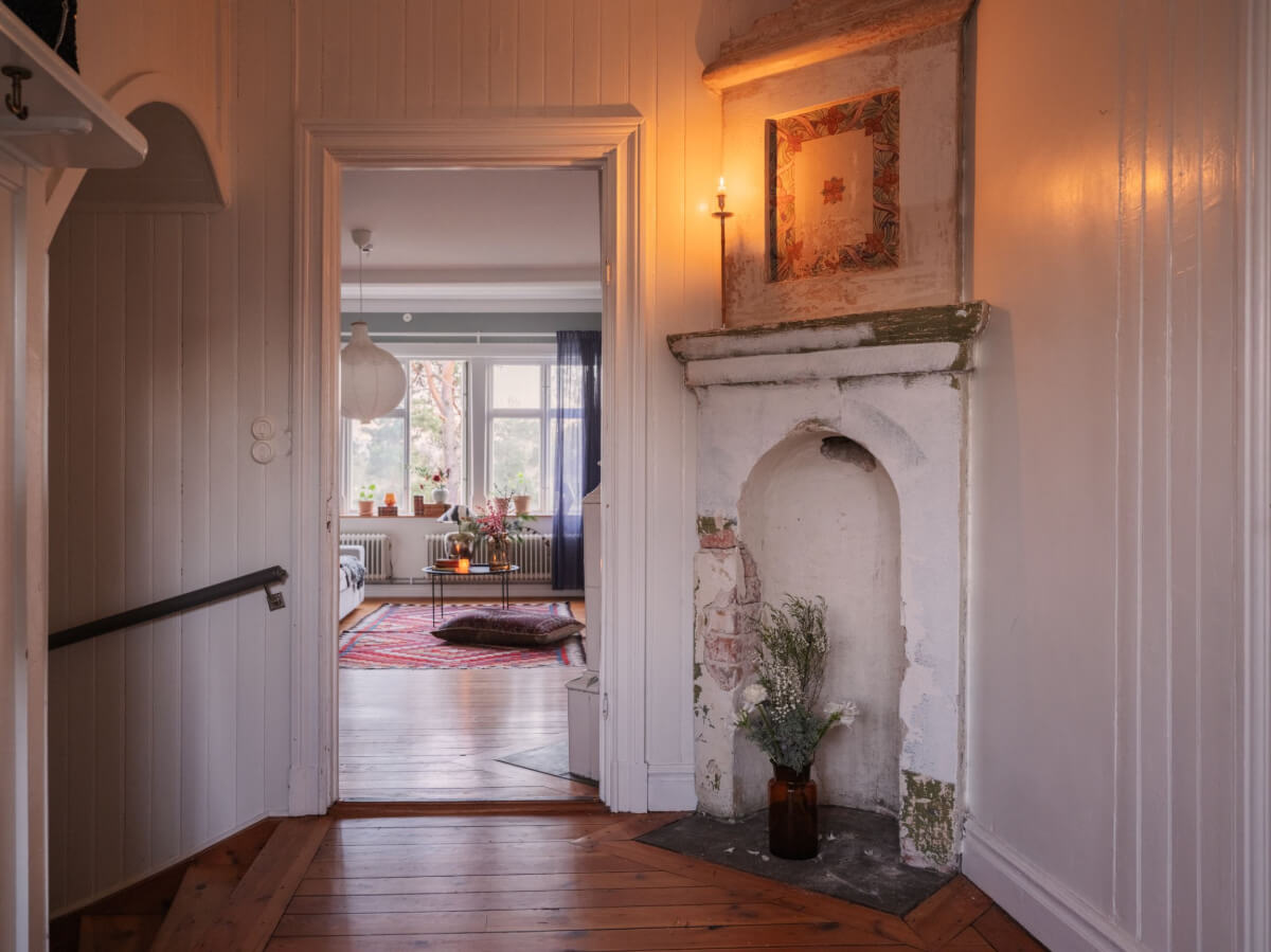A Beautiful Turn-of-the-Century Family Home in Sweden 31 original fireplace