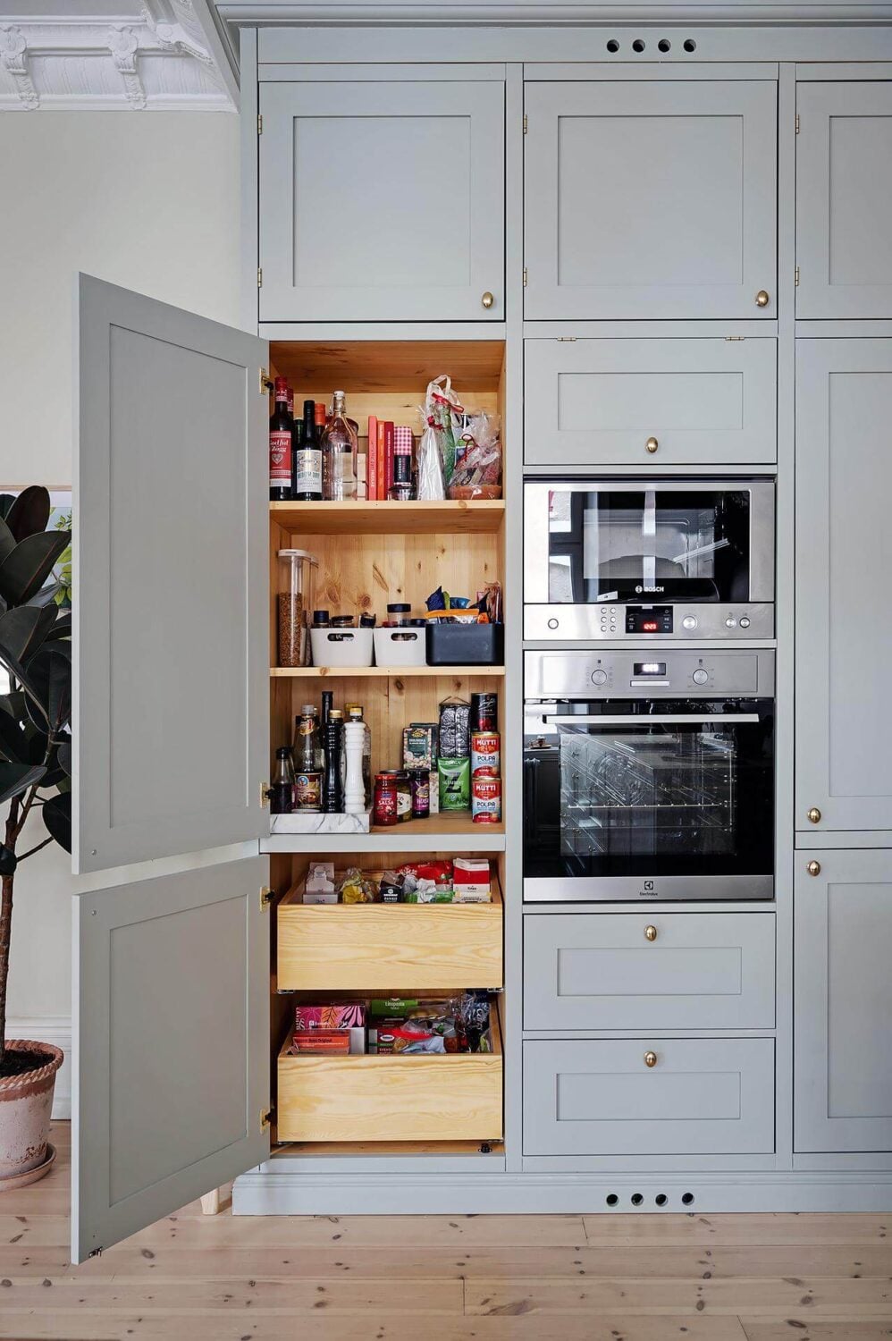 A Swedish Apartment with an Open Living Space and Period Features 16 pantry cabinet