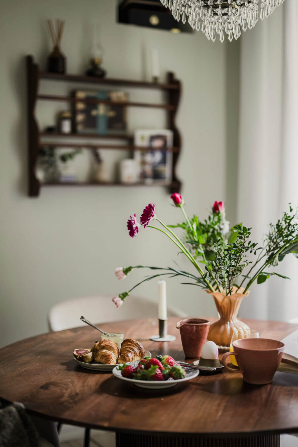 Limewash Wall and Period Features in a Swedish Apartment 13 round wooden dining table