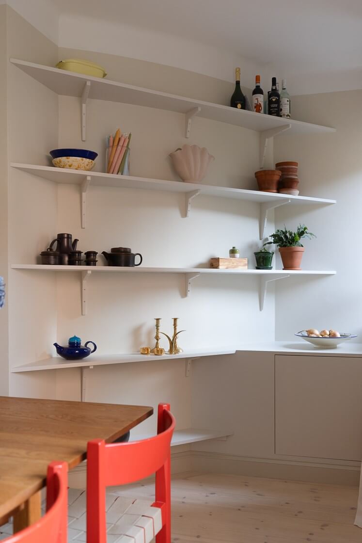 Modern Interiors in a Bright 1930s Apartment in Sweden 8 rounded wall shelves
