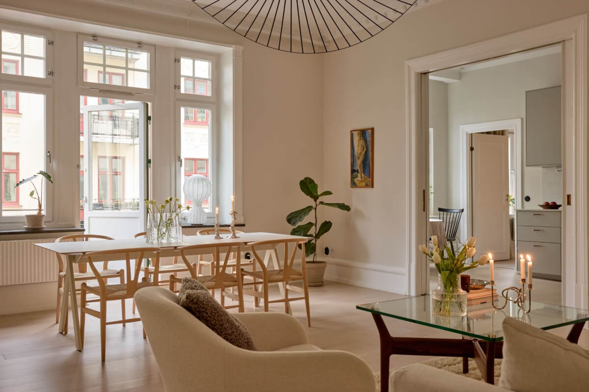 An Elegant Apartment with Period Features and Contemporary Elements 5 serene living room beige walls
